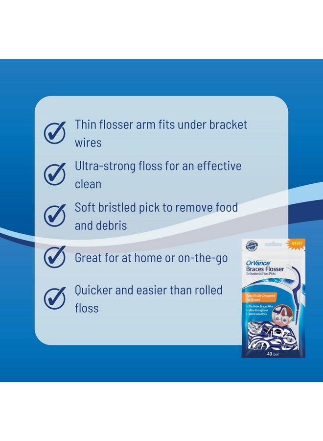 Orvance Braces Flosser - Designed For Braces For An Easy & Effective Clean, Ultra Strong Floss - 40 Count (Pack Of 2) - Image 4