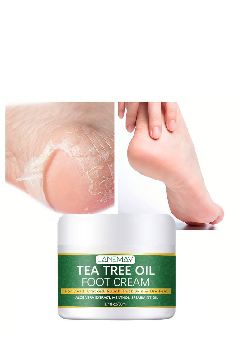 LANEMAY - tea tree oil foot cream,Cracked Heel Cream for dead, cracked, rough thick skin & dry feet , Callus Remover Foot Cream , Intensive Moisturizes & Softens Skin, 50ml - Image 1