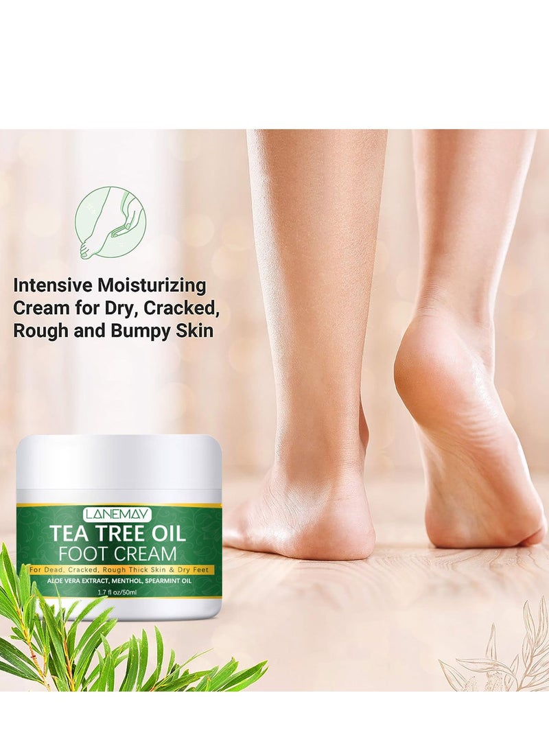 LANEMAY - tea tree oil foot cream,Cracked Heel Cream for dead, cracked, rough thick skin & dry feet , Callus Remover Foot Cream , Intensive Moisturizes & Softens Skin, 50ml - Image 1