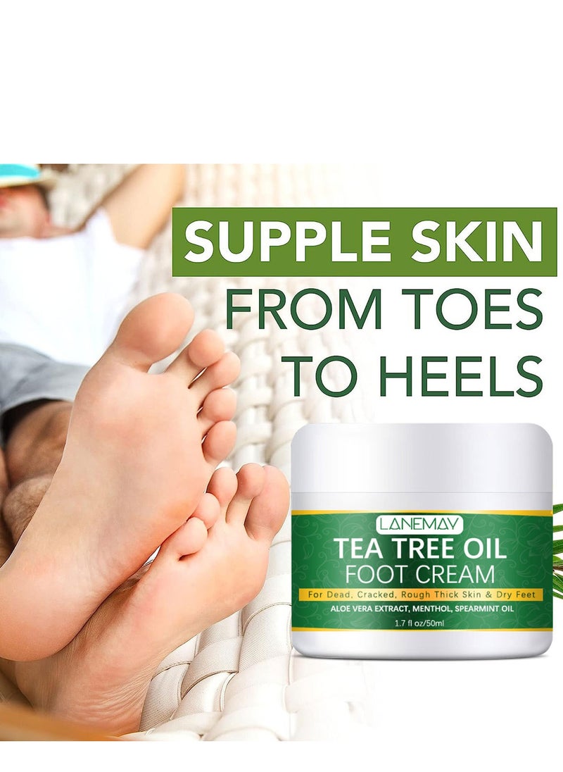 LANEMAY - tea tree oil foot cream,Cracked Heel Cream for dead, cracked, rough thick skin & dry feet , Callus Remover Foot Cream , Intensive Moisturizes & Softens Skin, 50ml - Image 1