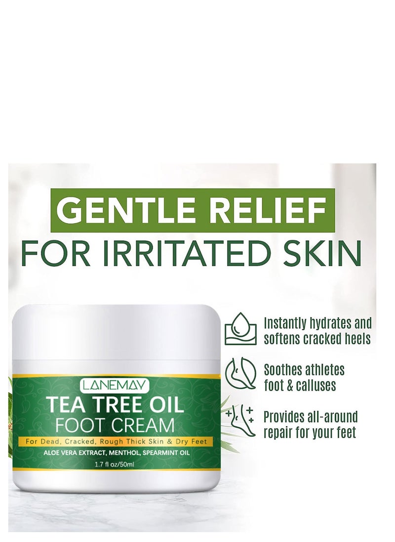 LANEMAY - tea tree oil foot cream,Cracked Heel Cream for dead, cracked, rough thick skin & dry feet , Callus Remover Foot Cream , Intensive Moisturizes & Softens Skin, 50ml - Image 1