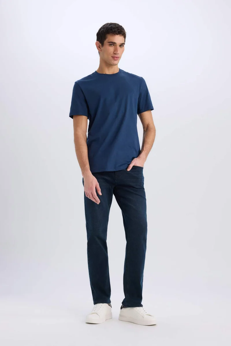 ديفاكتو New Regular Fit Crew Neck Basic Cotton T-Shirt