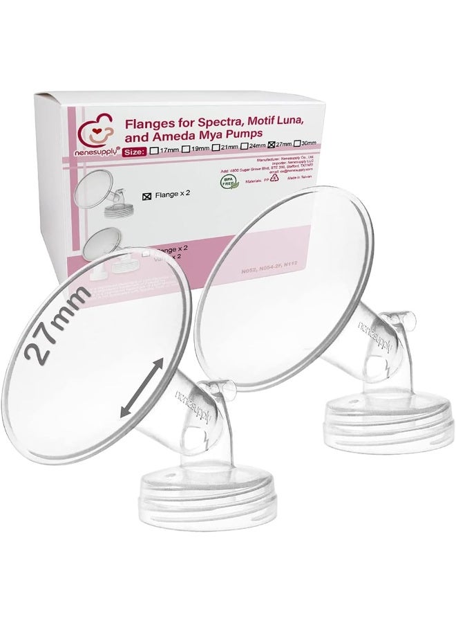 NENESUPPLY فلنجات نينسوبلاي 27 مم 2 قطعة متوافقة مع مضخة الثدي سبكترا S2 S1 9 بلس سينيرجي جولد بديل لقطع مضخة سبكترا - Image 1