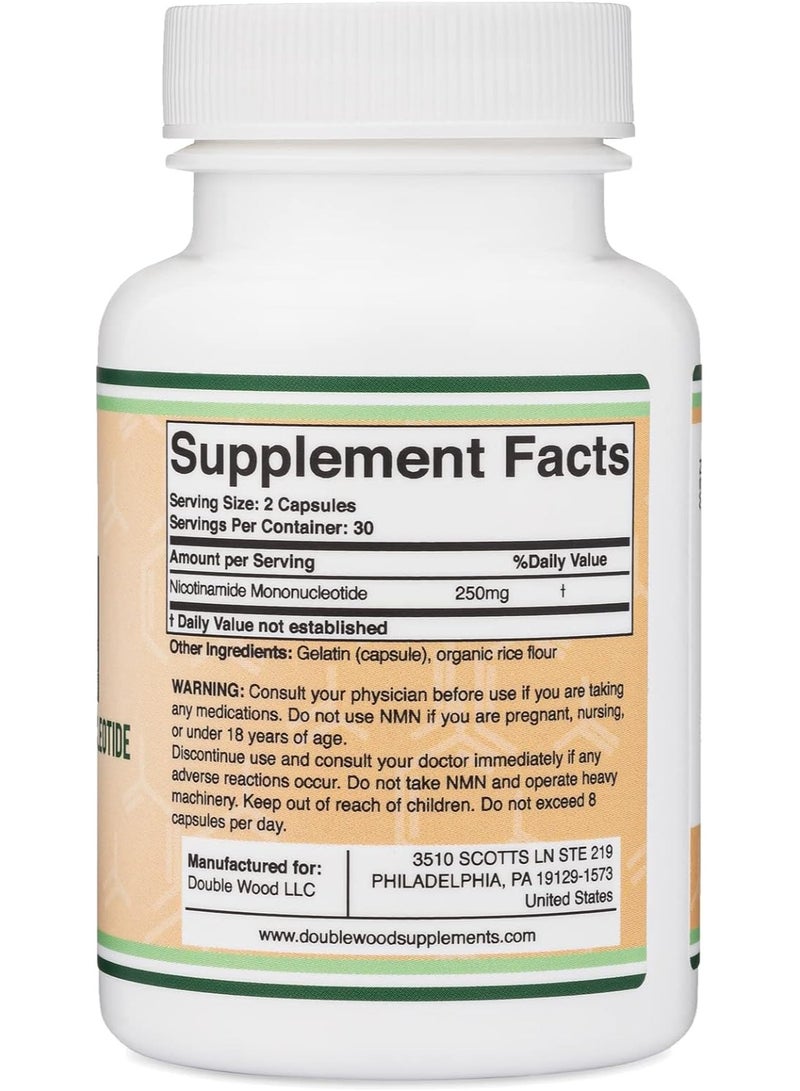 Double Wood Supplements NMN (Nicotinamide Mononucleotide) 250mg - 60 Capsules - Image 2