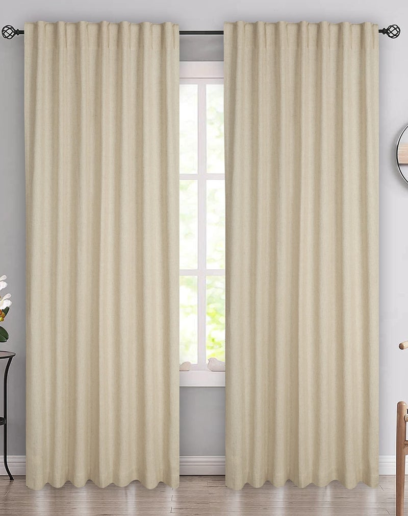 Bedding Craft Curtains Linen Curtains Natural Curtains Linen Drapes Linen Room Darkening Curtains Flax Linen curtain Curtain & Drapes Natural Linen Curtains Taupe Linen Curtains 108 inch - Image 4