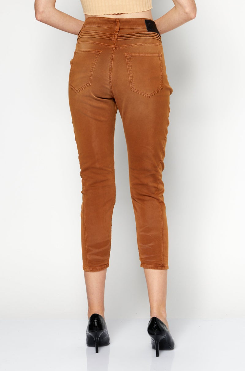 DIESEL Women Boyfriend Fit Washed Stretchable Denim Jeans, Tan - Image 3