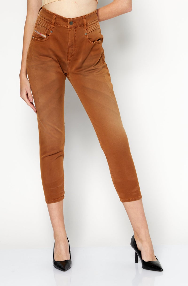 DIESEL Women Boyfriend Fit Washed Stretchable Denim Jeans, Tan - Image 1