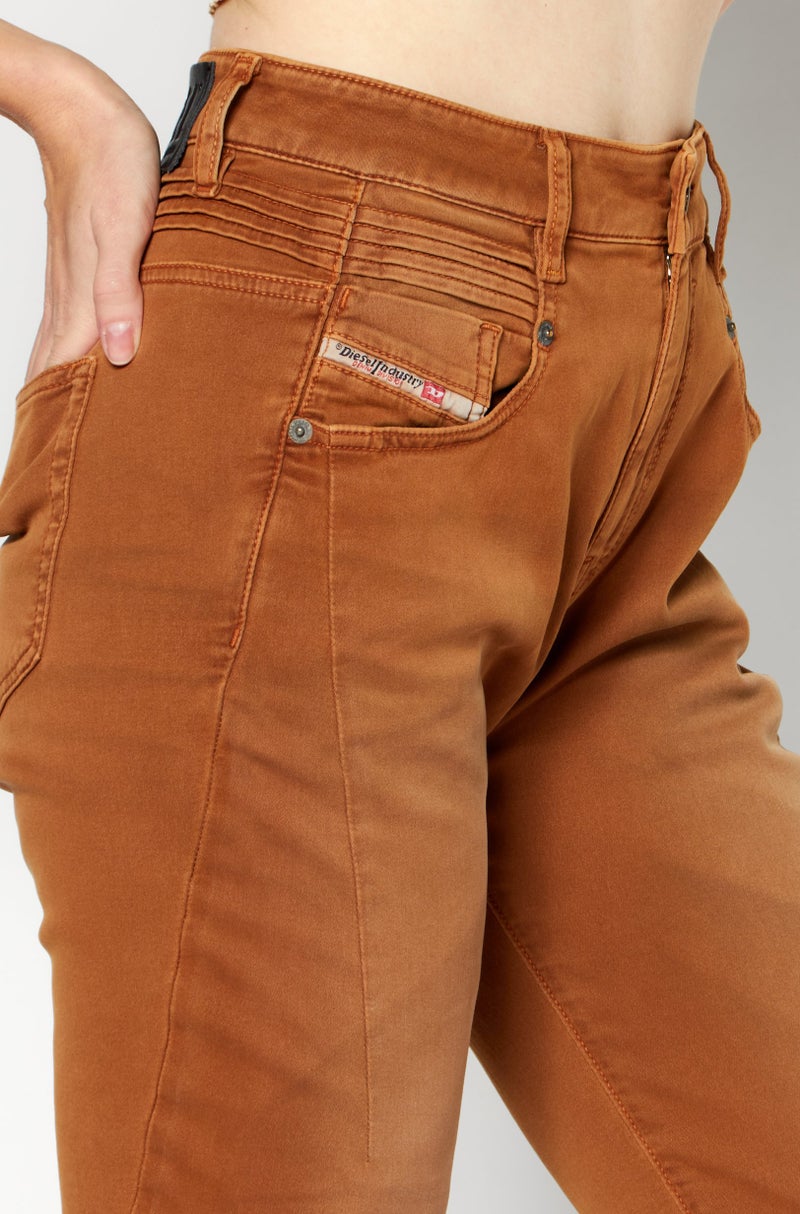 DIESEL Women Boyfriend Fit Washed Stretchable Denim Jeans, Tan - Image 4