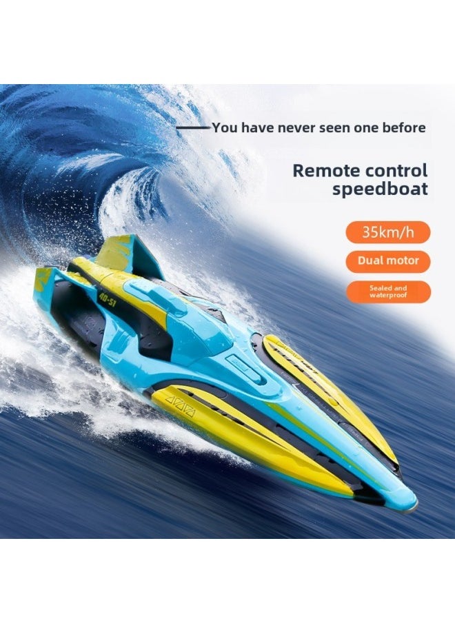 Remote Control Boat Children High Speed Speed Boat Water Large Electric Model Can Launch Submarine Submarine Boy Boat Toy Boat-Color:fluorescent Green-Specifications:Hao Is Equipped With 4 Batteries-delivery Frame-spare Propeller-remote Control Battery  - Image 2