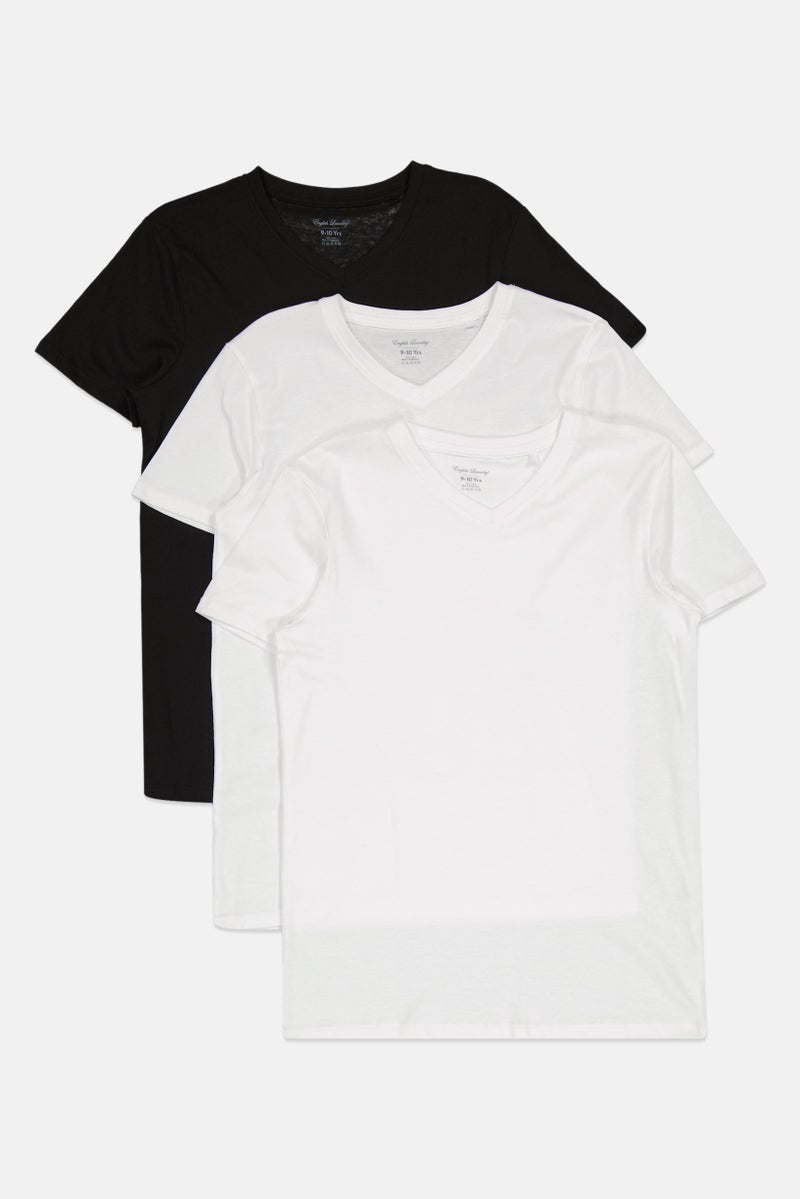 English Laundry Kids Boy 3 Pcs V-Neck Short Sleeves Solid T-Shirt, Multicolor  - Image 1
