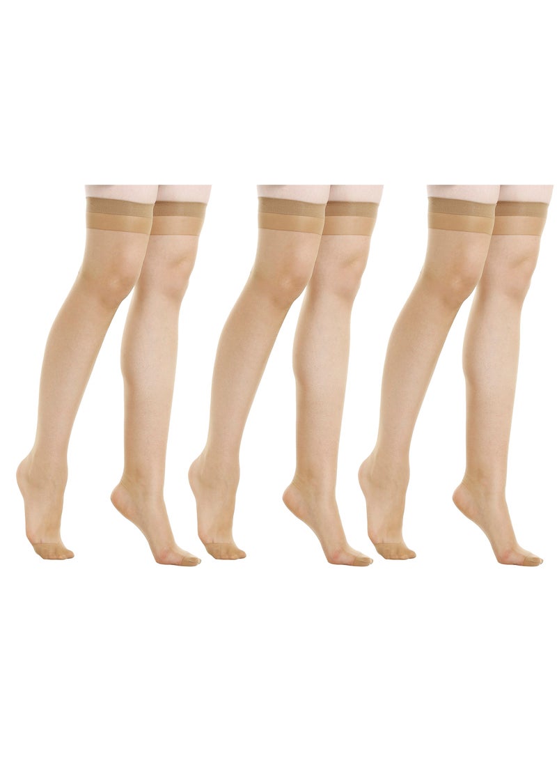 BYC WOMEN'S THIGH HIGH STOCKING (PACK OF 3) - FREE SIZE - COFFEE  - Image 1