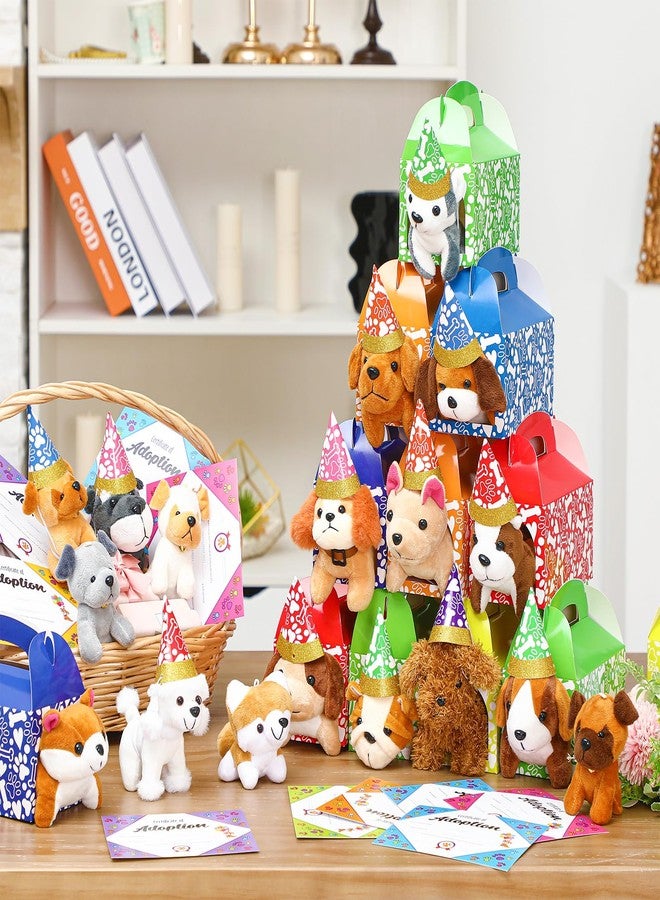 Gejoy 48 Pcs Adopt a Puppy Supplies Include 12 Mini Plush Dog 12 Birthday Hats 12 Puppy Adoption Certificate 12 Kraft Boxes for Dog Birthday Party Set Gifts(Cute) - Image 5