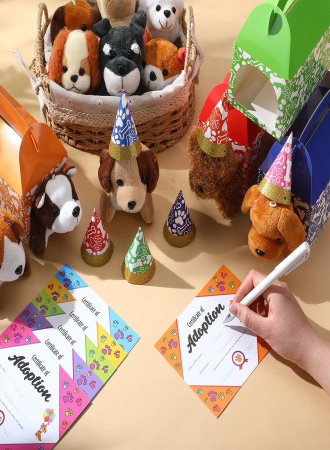 Gejoy 48 Pcs Adopt a Puppy Supplies Include 12 Mini Plush Dog 12 Birthday Hats 12 Puppy Adoption Certificate 12 Kraft Boxes for Dog Birthday Party Set Gifts(Cute) - Image 4