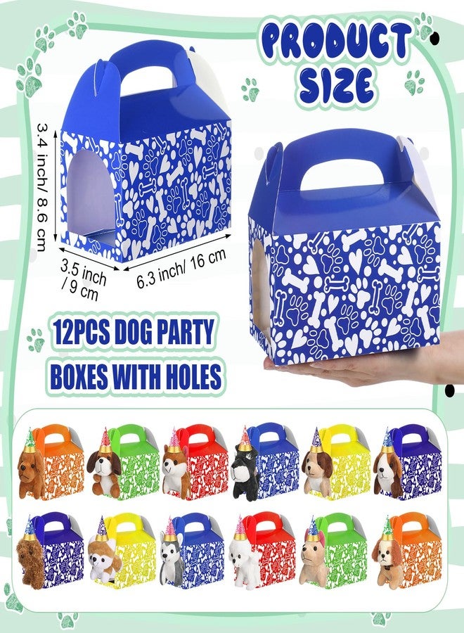 Gejoy 48 Pcs Adopt a Puppy Supplies Include 12 Mini Plush Dog 12 Birthday Hats 12 Puppy Adoption Certificate 12 Kraft Boxes for Dog Birthday Party Set Gifts(Cute) - Image 3