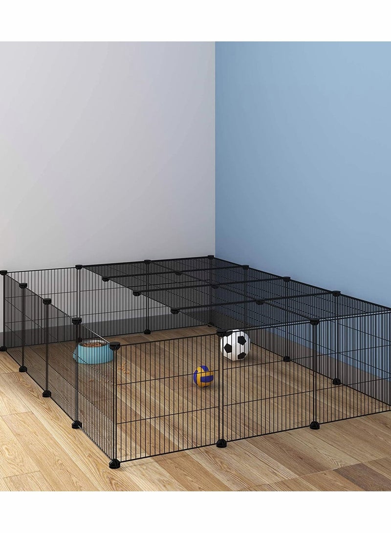 Generic Wire Cat Cage Playpen Kennel Small Animal Cage DIY Barbed Wire With Door For Indoor/Outdoor Use Portable Yard Fence For Small Animals Puppy Little Rabbit Tortoise  - Image 1