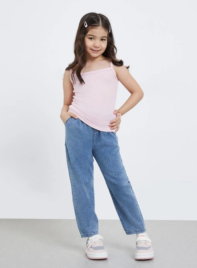 Styli Styli Girls Pink Ribbed Vest