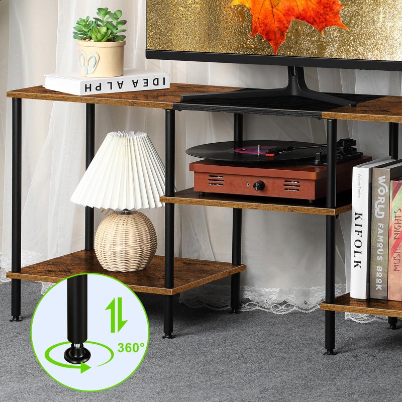 Luplom TV Stand for Bedroom 50 Inch TV Stand with Power Outlet 3 Tier Entertainment Center with Storage TV Console Table for 50 43 40 32 Inch TV, Rustic Brown - Image 4