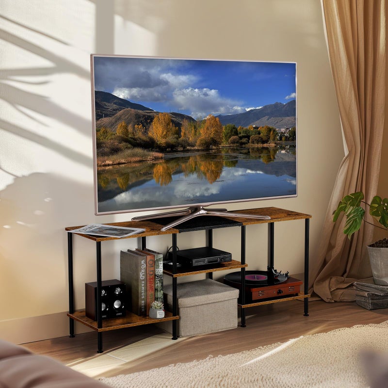 Luplom TV Stand for Bedroom 50 Inch TV Stand with Power Outlet 3 Tier Entertainment Center with Storage TV Console Table for 50 43 40 32 Inch TV, Rustic Brown - Image 5