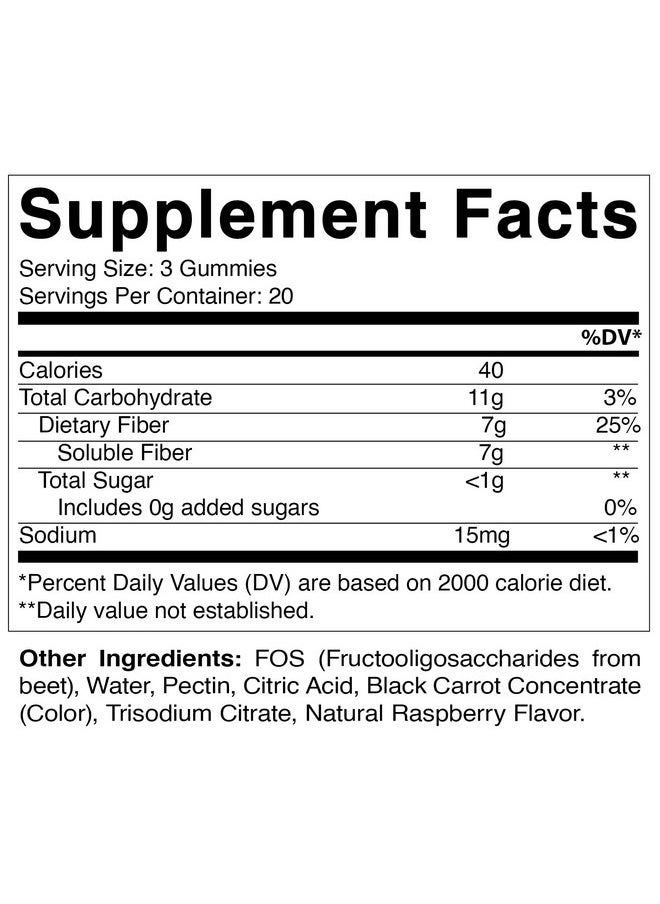 Vitamatic - Prebiotic Fiber Gummies For Adults 7G Fiber Extra Strength Zero Sugar Added 60 Pectin Based Gummies Digestive Health & Regularity Support - Image 1