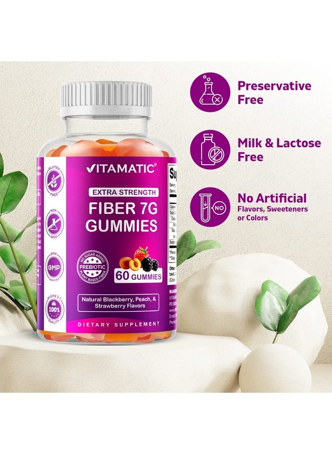 Vitamatic - Prebiotic Fiber Gummies For Adults 7G Fiber Extra Strength Zero Sugar Added 60 Pectin Based Gummies Digestive Health & Regularity Support - Image 1