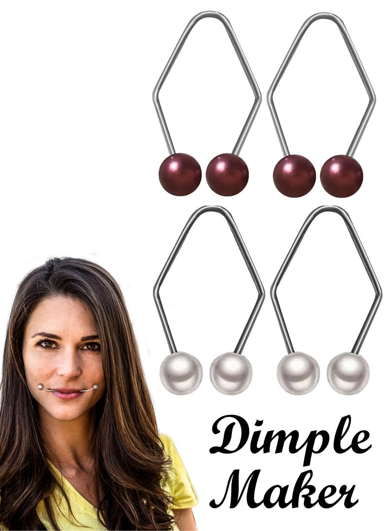 إستيل زوجان من صانع الغمازات لمدرب غمازات الوجه على الخدود لخلق ابتسامة ساحرة، أداة ممتازة من الفولاذ المقاوم للصدأ للغمازات الطبيعية، مزيج سهل للتدريب على التعبير عن الوجه - Image 1