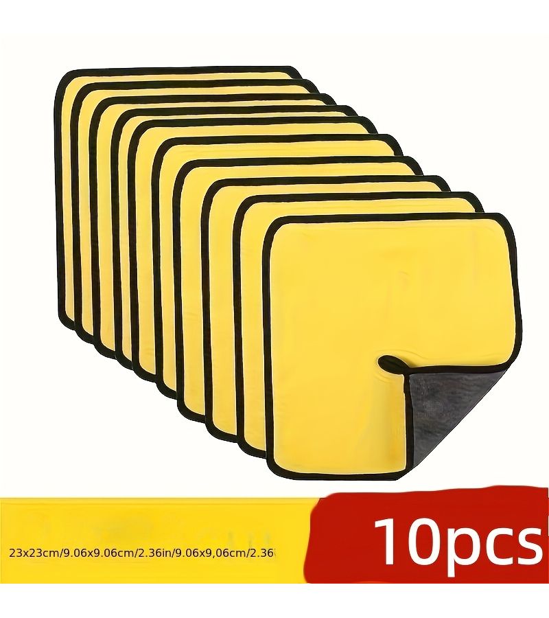 10 Yellow Heavy Duty Automotive Cleaning Towels Super Absorbent Quick Dry Non Linting Washable Towels For Car Wash Detailing And Mechanics Home Use - Image 2