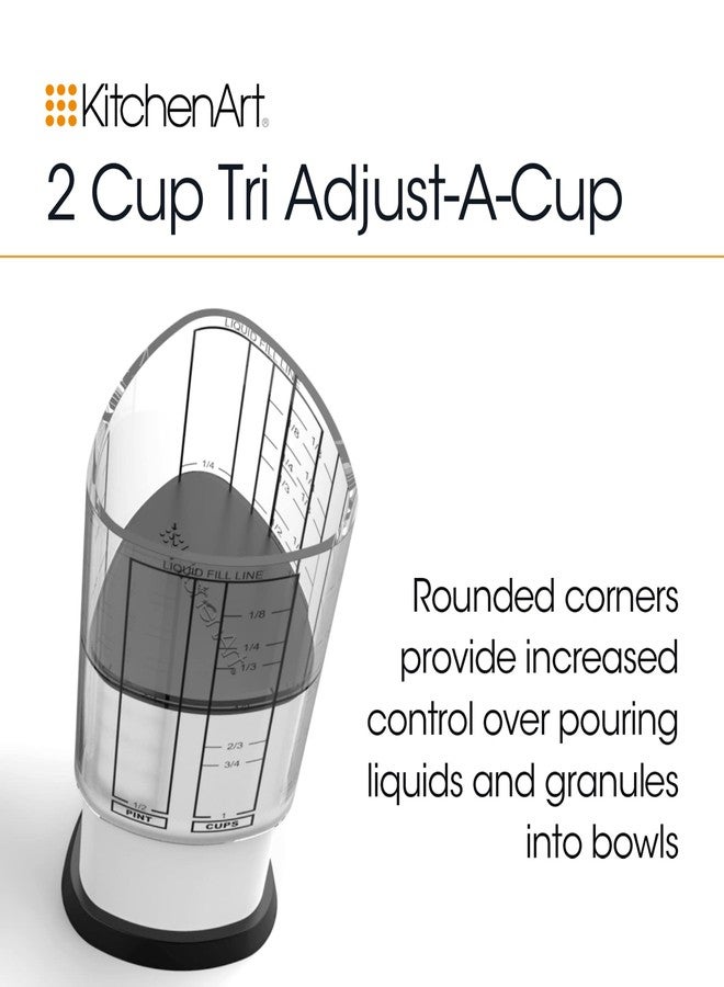 KitchenArt 2 Cup Tri Adjust A-Cup, Easy Pour Measuring Cup, 3.25x3.25x6", Black/White - Image 2
