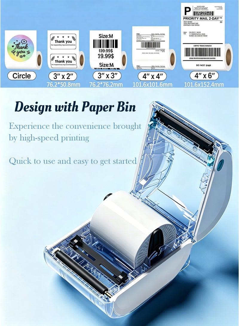 phomemo D520-BT Bluetooth Thermal Label Printer , 4x6"  Wireless Bluetooth Shipping Label Maker, Big Bin Build-in Holder, Thermal Label Maker for Small Business, Compatible with PC/ IOS/ Android (Black) - Image 3