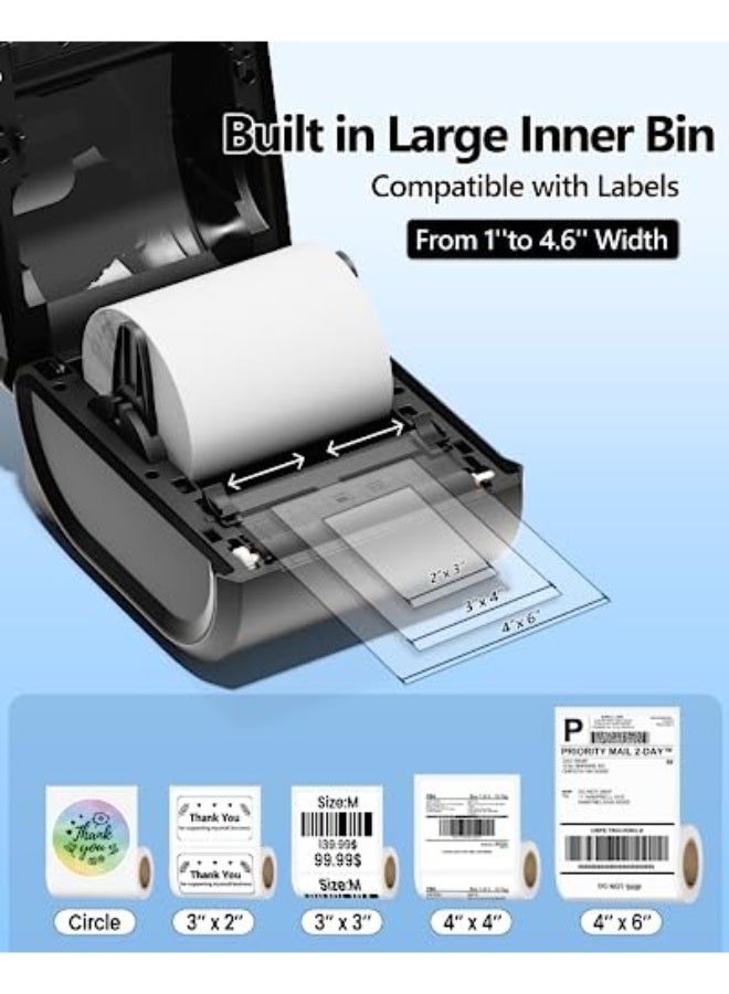 phomemo D520-BT Bluetooth Thermal Label Printer , 4x6"  Wireless Bluetooth Shipping Label Maker, Big Bin Build-in Holder, Thermal Label Maker for Small Business, Compatible with PC/ IOS/ Android (Black) - Image 3