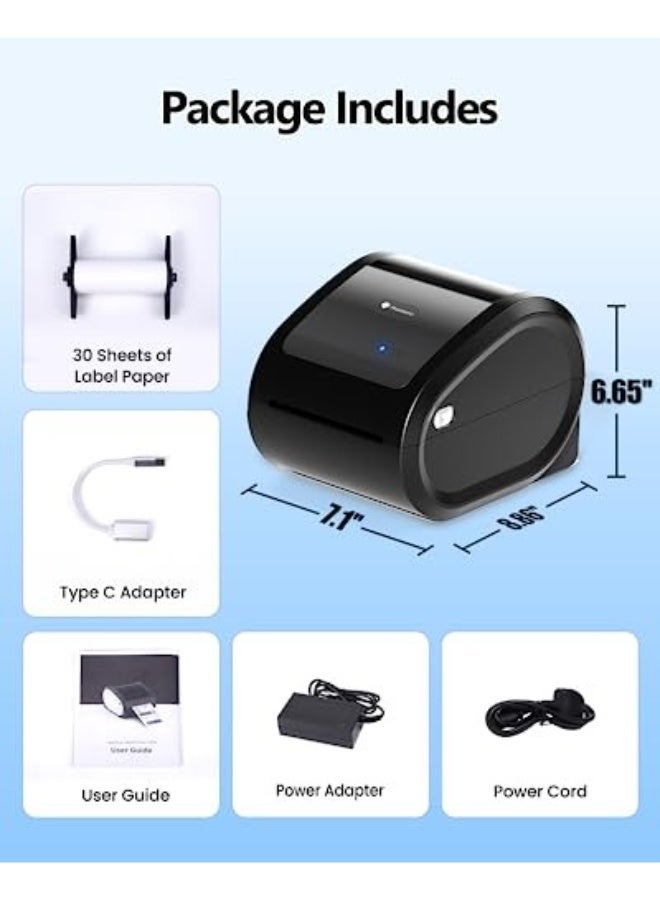 phomemo D520-BT Bluetooth Thermal Label Printer , 4x6"  Wireless Bluetooth Shipping Label Maker, Big Bin Build-in Holder, Thermal Label Maker for Small Business, Compatible with PC/ IOS/ Android (Black) - Image 2