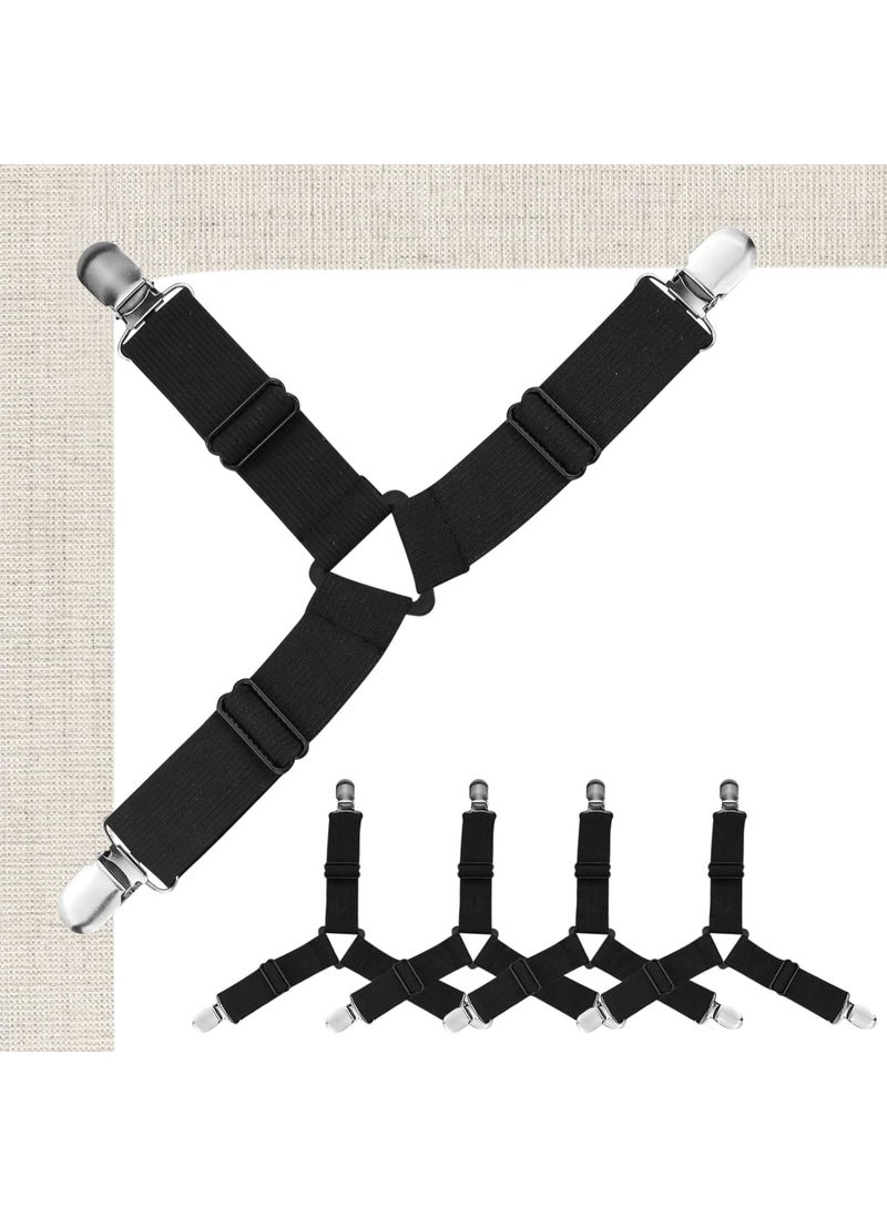 Delavala - Delavala Bed Sheet Straps Bed Sheet Clips Fitted Sheet Clips Sheet Straps Say Goodbye to The Messy Sheets 4 Pcs Adjustable Elastic Sheet Fasteners Fitted Sheet Straps - Image 1