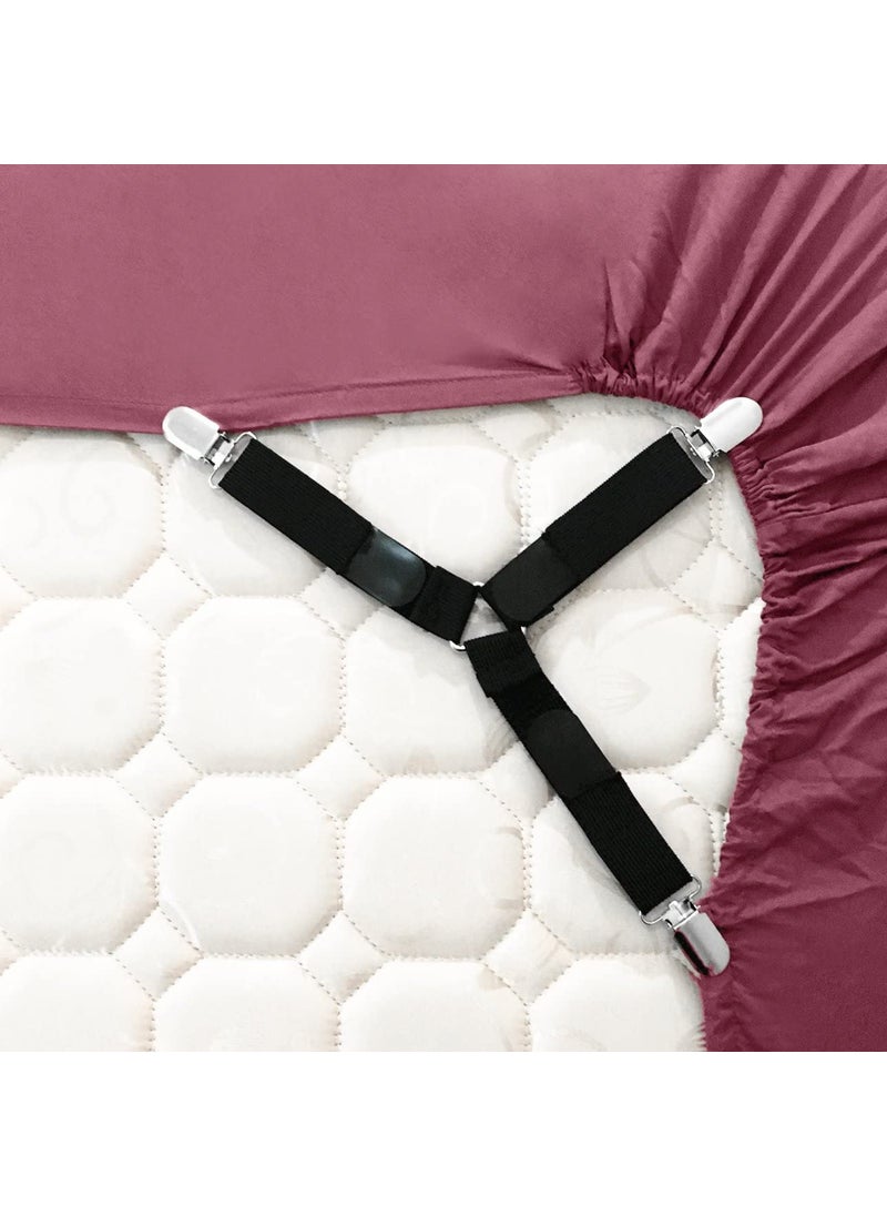 Delavala - Delavala Bed Sheet Straps Bed Sheet Clips Fitted Sheet Clips Sheet Straps Say Goodbye to The Messy Sheets 4 Pcs Adjustable Elastic Sheet Fasteners Fitted Sheet Straps - Image 1