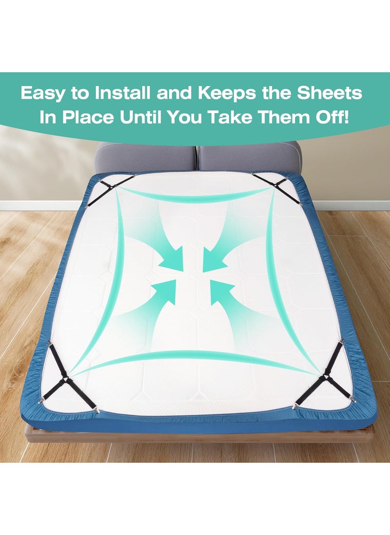 Delavala - Delavala Bed Sheet Straps Bed Sheet Clips Fitted Sheet Clips Sheet Straps Say Goodbye to The Messy Sheets 4 Pcs Adjustable Elastic Sheet Fasteners Fitted Sheet Straps - Image 1