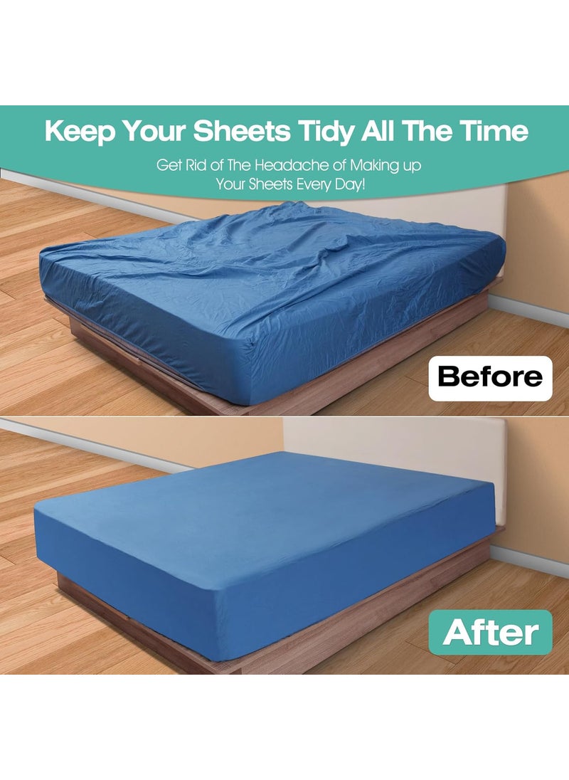 Delavala - Delavala Bed Sheet Straps Bed Sheet Clips Fitted Sheet Clips Sheet Straps Say Goodbye to The Messy Sheets 4 Pcs Adjustable Elastic Sheet Fasteners Fitted Sheet Straps - Image 1
