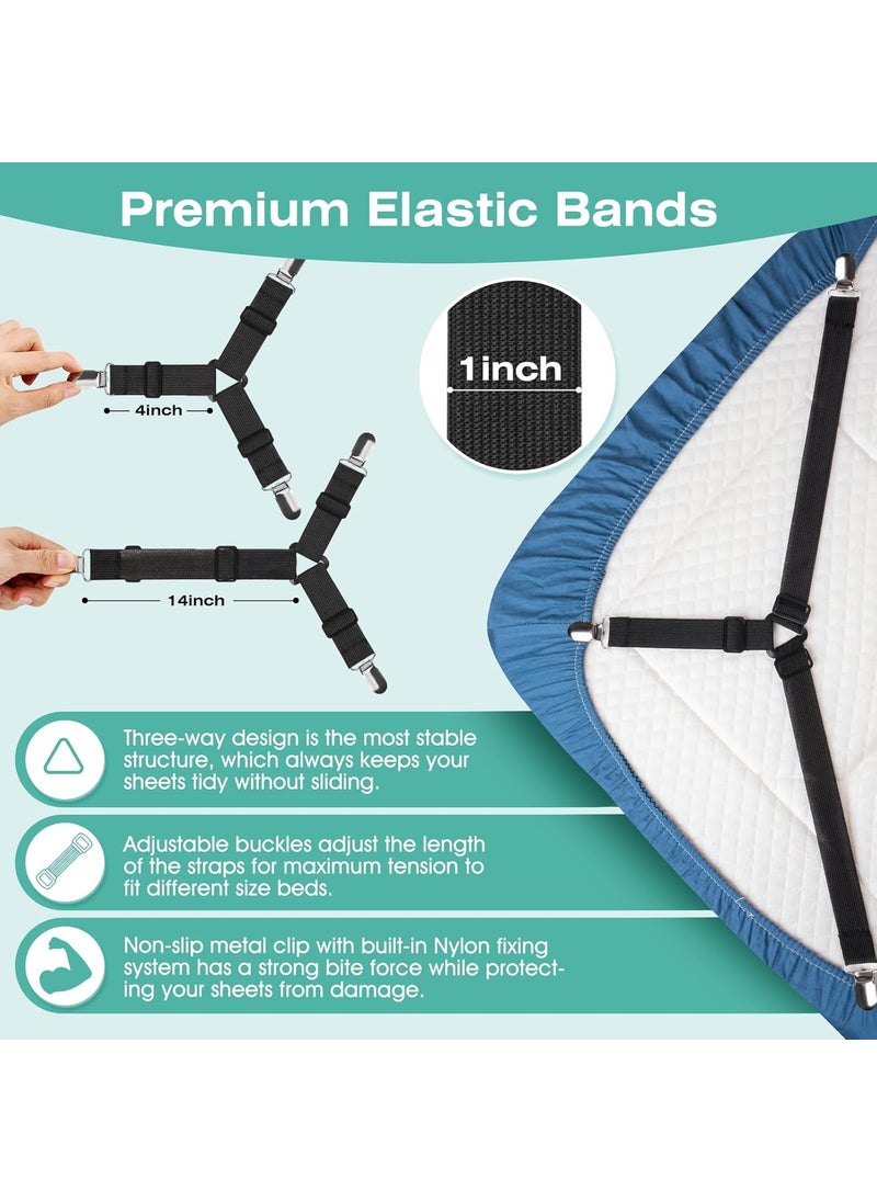 Delavala - Delavala Bed Sheet Straps Bed Sheet Clips Fitted Sheet Clips Sheet Straps Say Goodbye to The Messy Sheets 4 Pcs Adjustable Elastic Sheet Fasteners Fitted Sheet Straps - Image 1