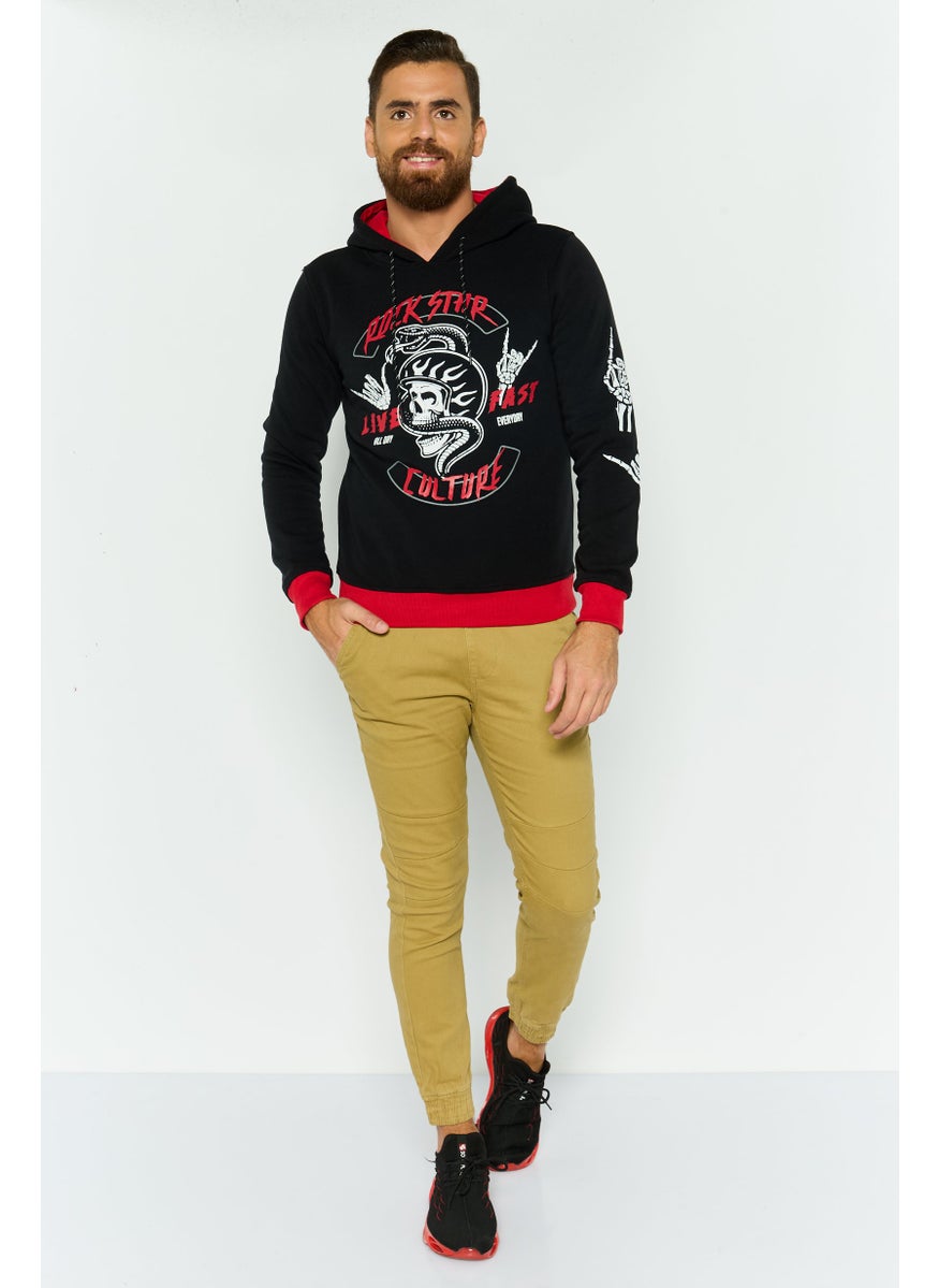 Modern Culture Men Sportswear Fit Long Sleeves Outdoor Hoodies, Black  - Image 4