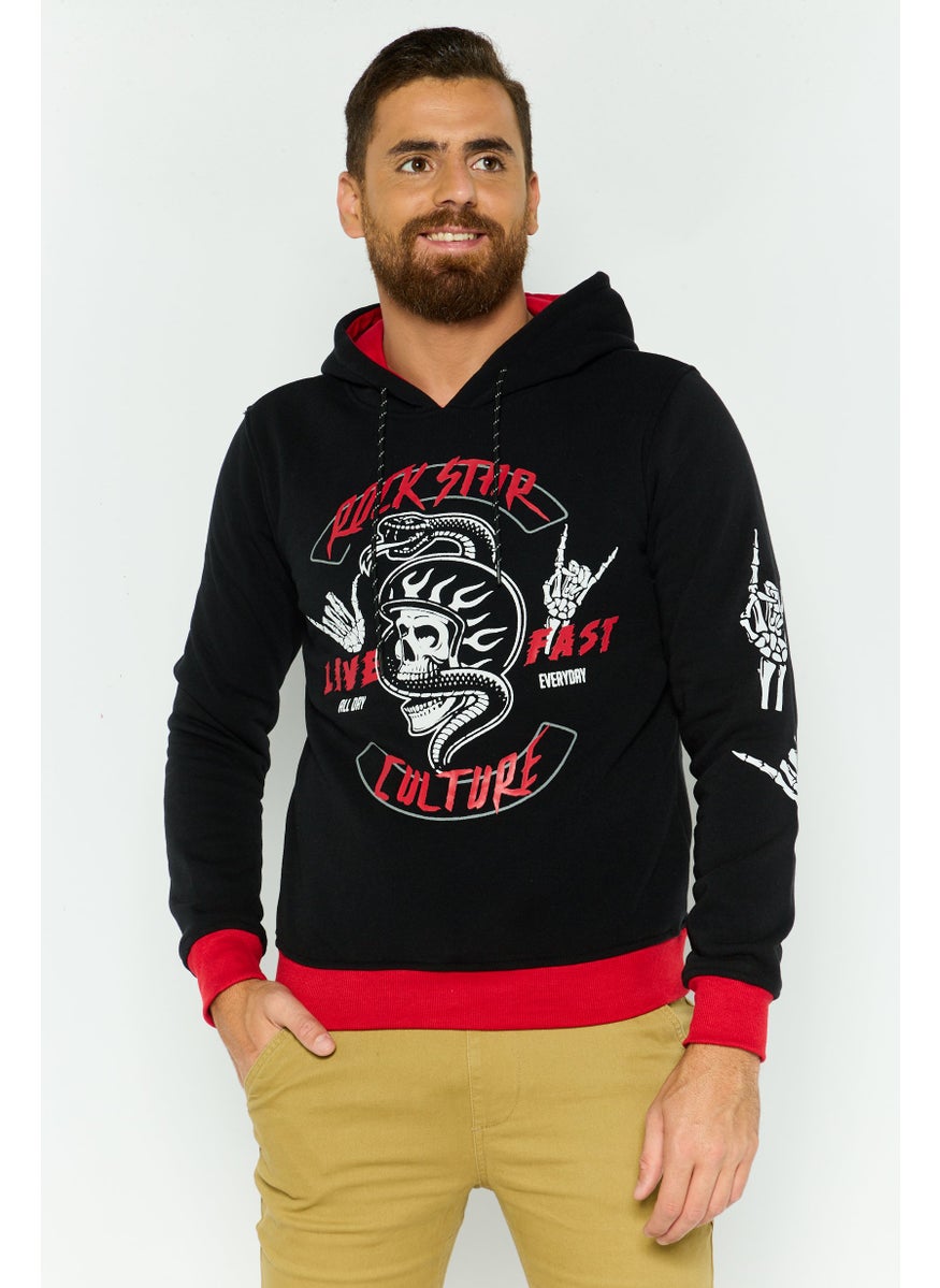 Modern Culture Men Sportswear Fit Long Sleeves Outdoor Hoodies, Black  - Image 1