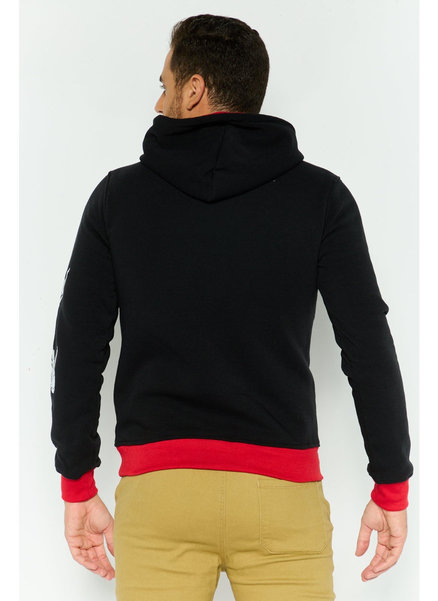 Modern Culture Men Sportswear Fit Long Sleeves Outdoor Hoodies, Black  - Image 3