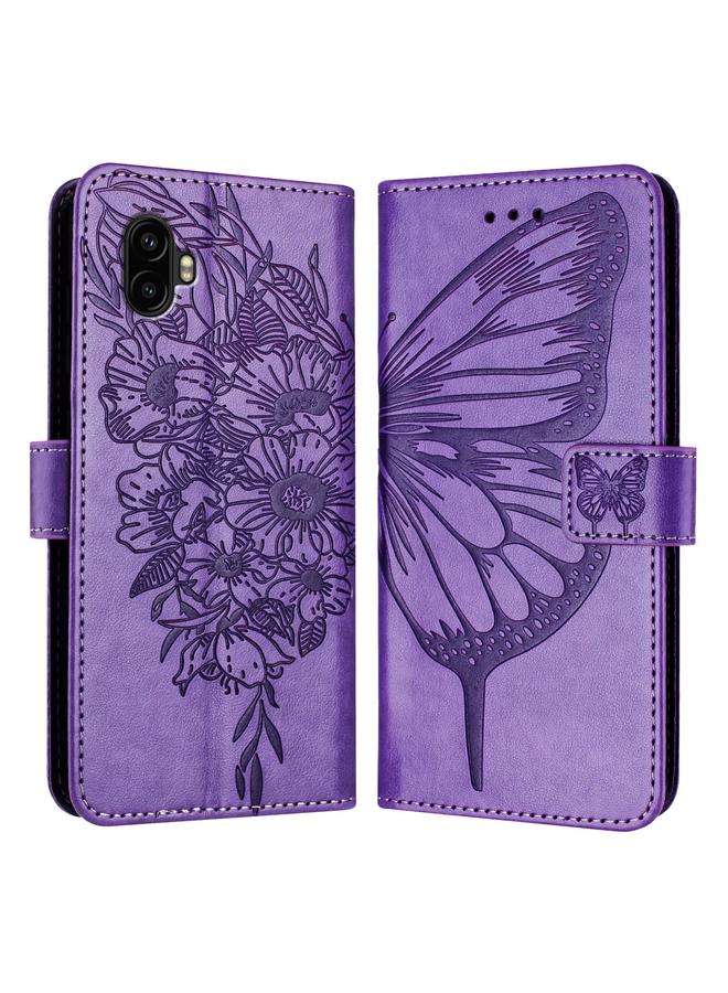 اس-توب جراب لهاتف Samsung Galaxy Xcover6 Pro مصنوع من الجلد المنقوش بنقشة الفراشة - Image 1