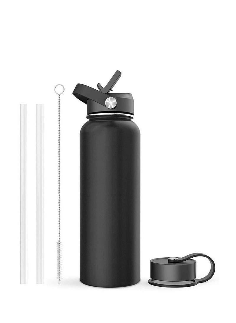 Y&D زجاجة مياه معزولة بغطاء من القش وغطاء مرن، زجاجة مياه مزدوجة الفراغ من الفولاذ المقاوم للصدأ، خالية من مادة BPA - Image 1