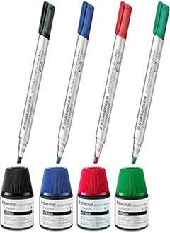 STAEDTLER Staedtler Lumocolor whiteboard marker refill station for 351/351 B, 4 colours blue, red, green, black (4 colours + 4 pens) 