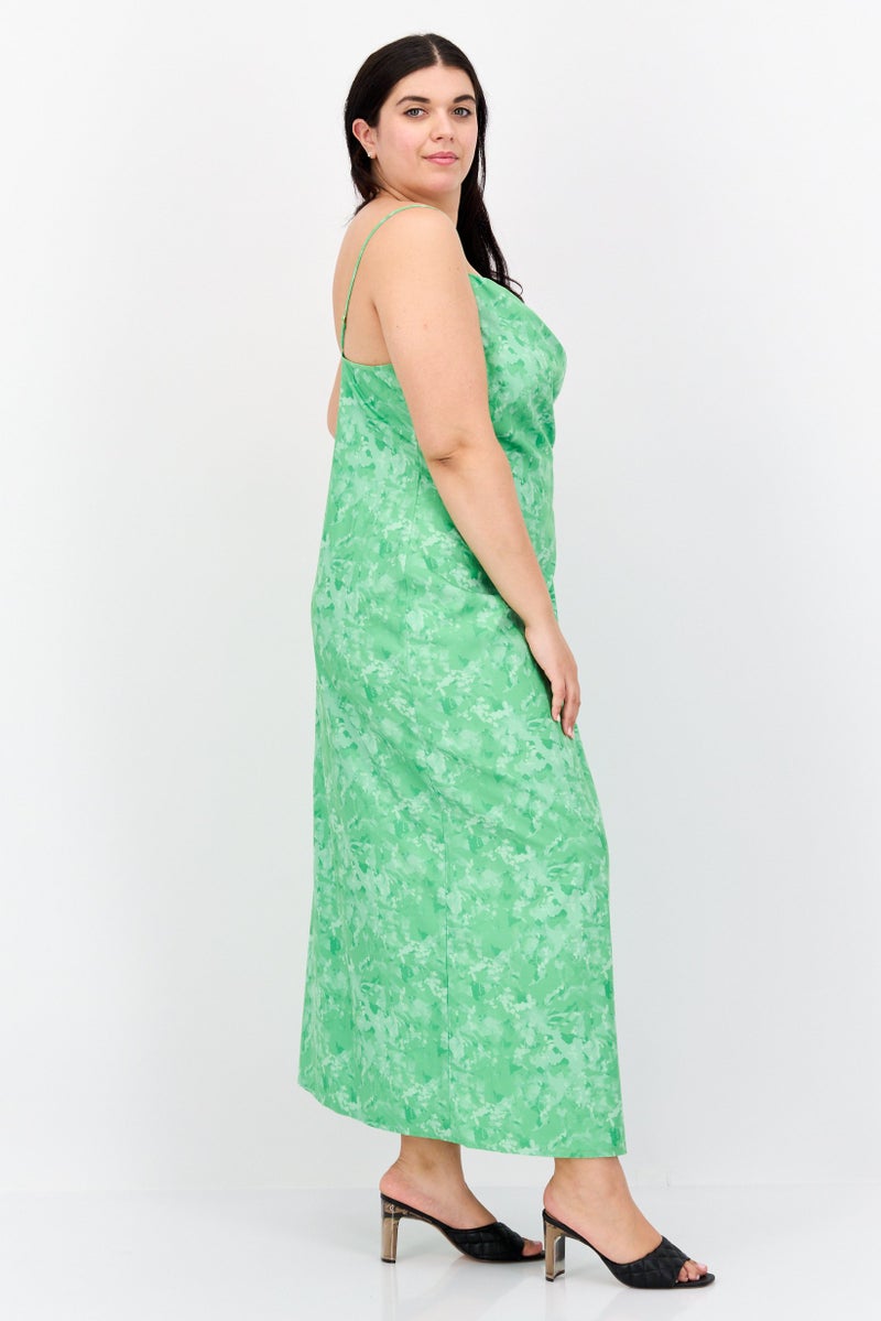 PRETTY LAVISH Women Curve Floral Print Midi Dress, Green - Image 4
