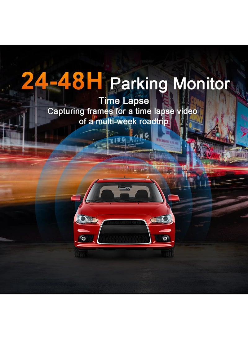 LAESO - Dual Dash Cam Built-in GPS, 2K Front+1080P Rear Camera for Cars, Wi-Fi & App Control, 64G SD Card, Mini Dashcams with Hd Night Vision/24H Parking Mode/G-Sensor/ Loop Recording/WDR/170° Wide Angle - Image 1