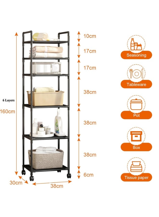 LINGWEI Kitchen Storage Rack with Wheels Heavy Duty Microwave Oven Stand - Image 5