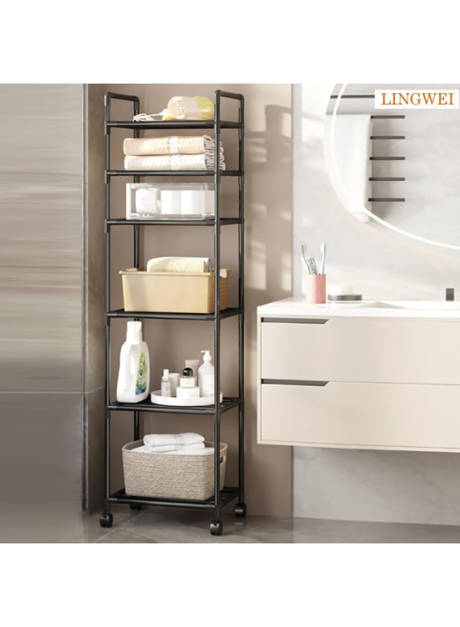 LINGWEI Kitchen Storage Rack with Wheels Heavy Duty Microwave Oven Stand - Image 2