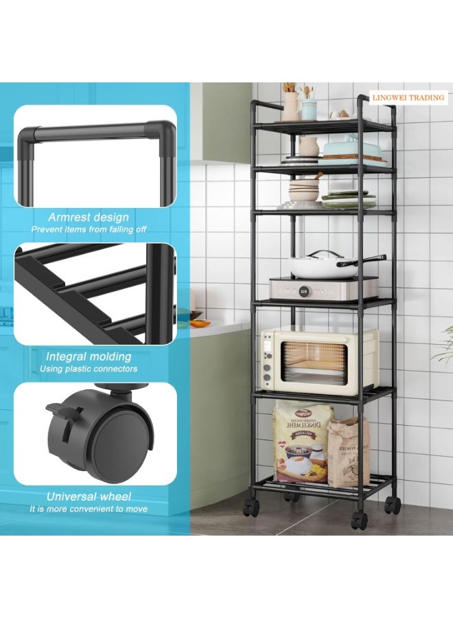 LINGWEI Kitchen Storage Rack with Wheels Heavy Duty Microwave Oven Stand - Image 4