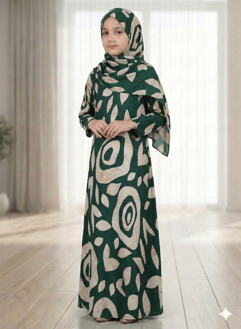 إسدال صلاة اطفال بناتى إسدال قماش مكون من قطعتين ناعم ومريح، سهل الارتداء، مقاس 12 أطفال - Image 2