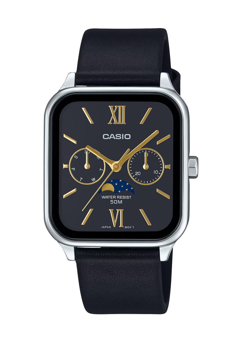 CASIO Quartz Moonphase Leather Strap Men's Watch MTP-M305L-1A2