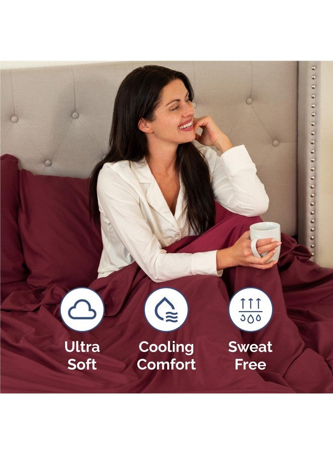 CGK Unlimited طقم ملاءات بحجم كامل - 4 قطع - ملاءات فندقية فاخرة - ناعمة للغاية - جيوب عميقة - ملائمة بسهولة - قابلة للتنفس والتبريد - خالية من التجاعيد - مريحة - ملاءات بورغندي - ملاءات بحجم كامل - 4 قطع - Image 4