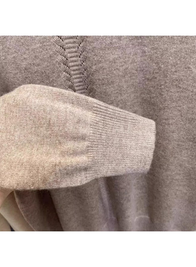 Modal Semi-High Collar With Scalloped Edge And Metal Button Long Sleeve Knitted Sweater For Women, Autumn And Winter Pullover Base Layer, Elegant And Stylish Top - Image 4